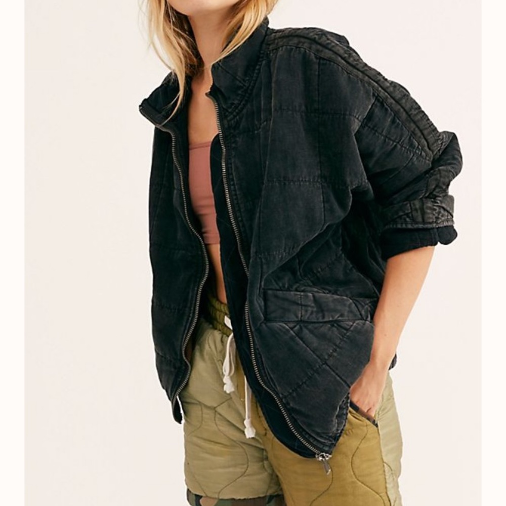 Free People Dolman Quilted Denim Jacket